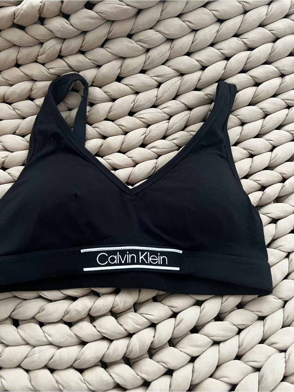 Calvin Klein Black Bralette with White Logo Band